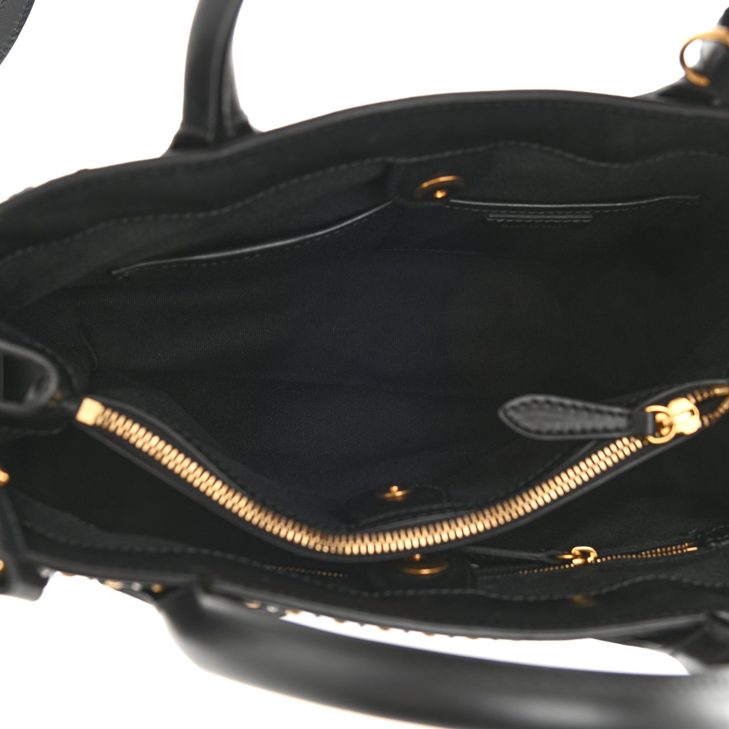 Smooth Calfskin Riveted Medium Banner Tote Black