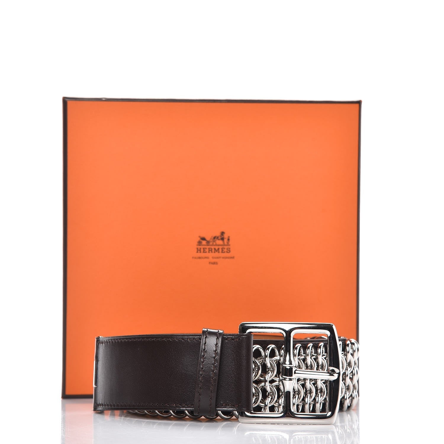 Hermes Box Etriviere Chain Belt 80 Chocolate 8 of 8