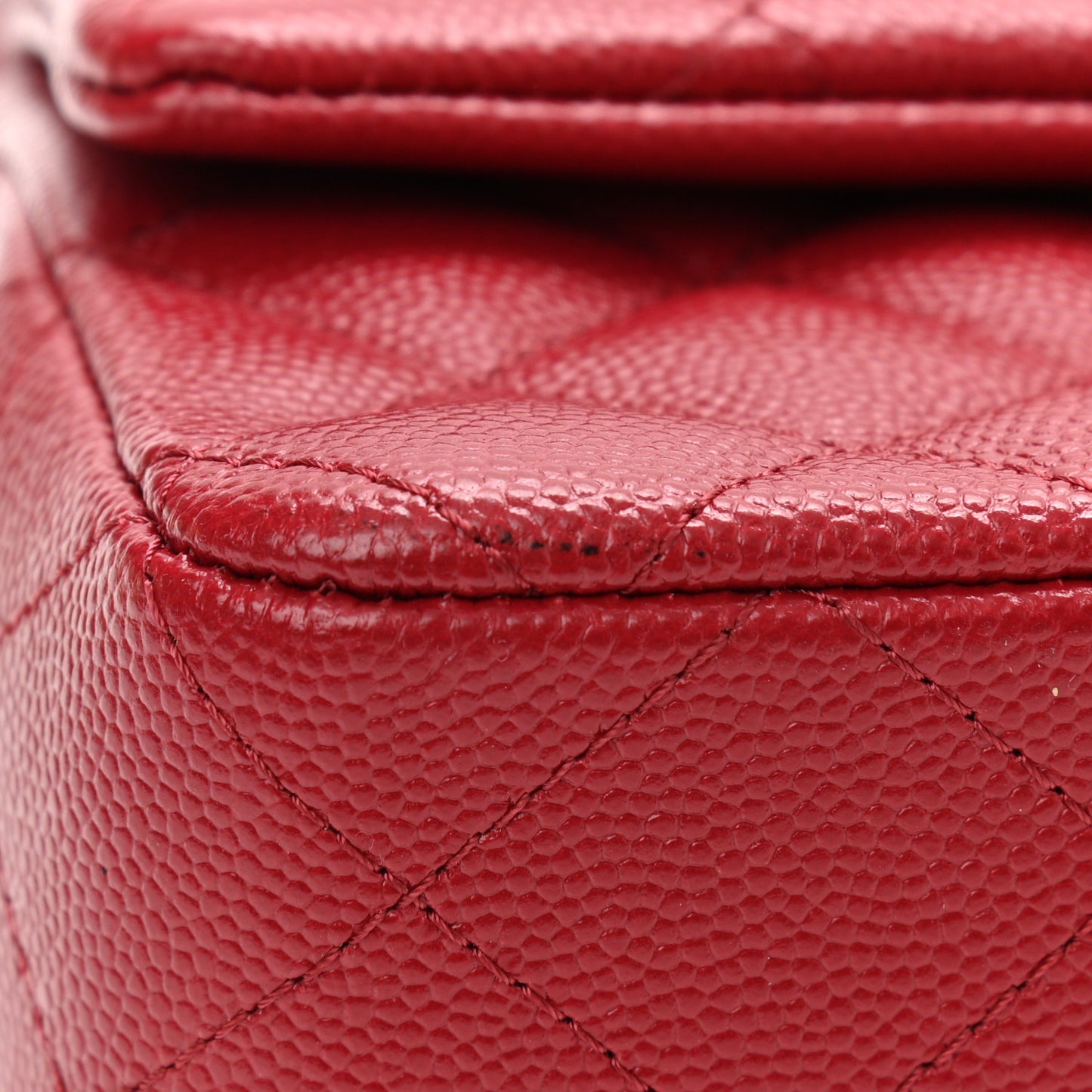 Caviar Quilted Mini Rectangular Flap Red