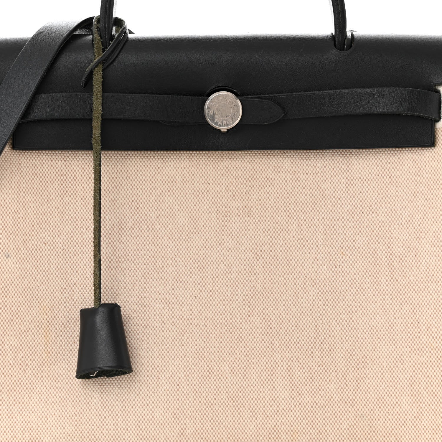 Hermes Toile Vache Calfskin Herbag 30 PM Natural Black 8 of 12
