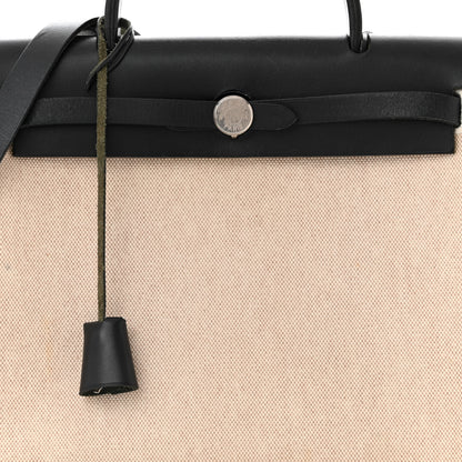 Hermes Toile Vache Calfskin Herbag 30 PM Natural Black 8 of 12