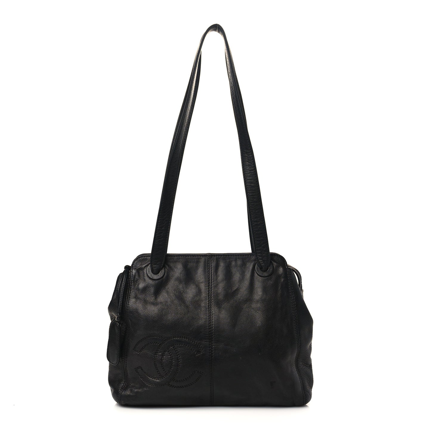Calfskin CC Shoulder Bag Black