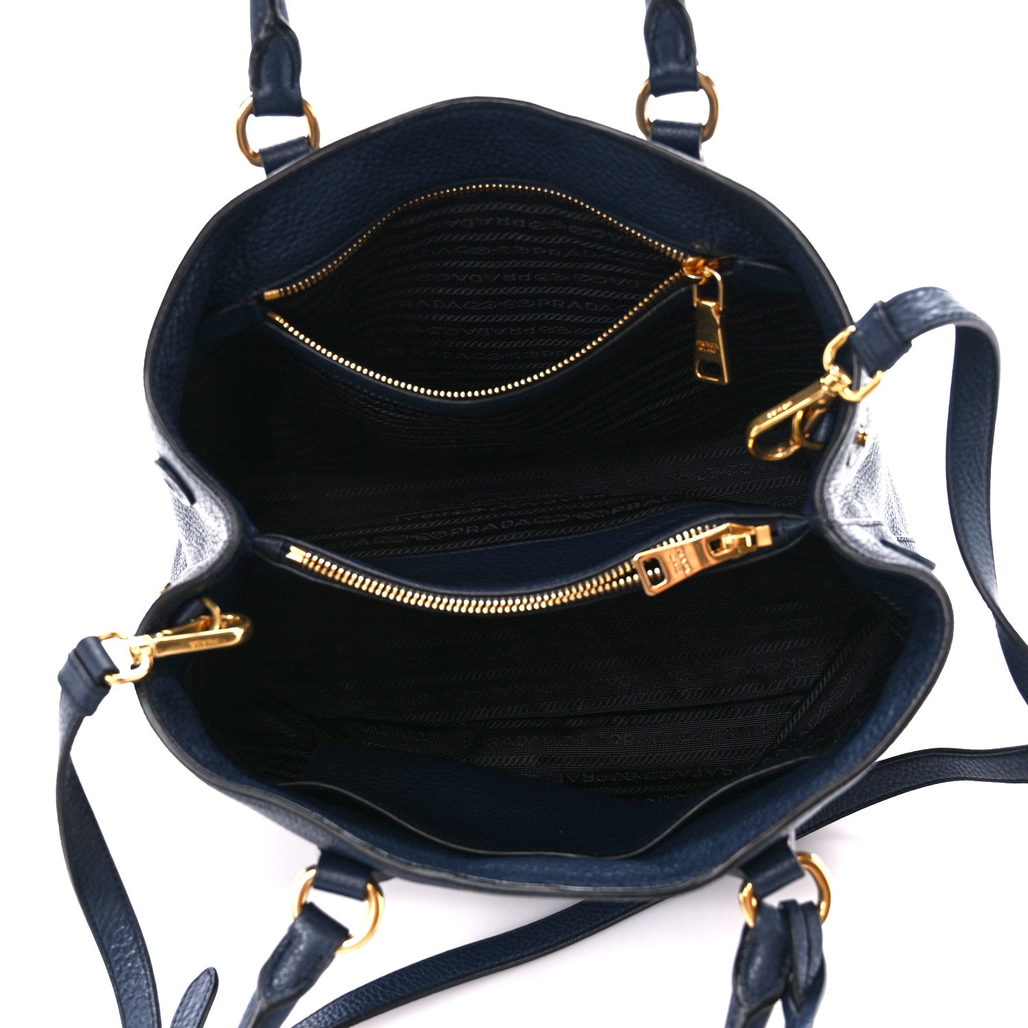 Prada Vitello Phenix Top Handle Bag Baltico 5 of 10