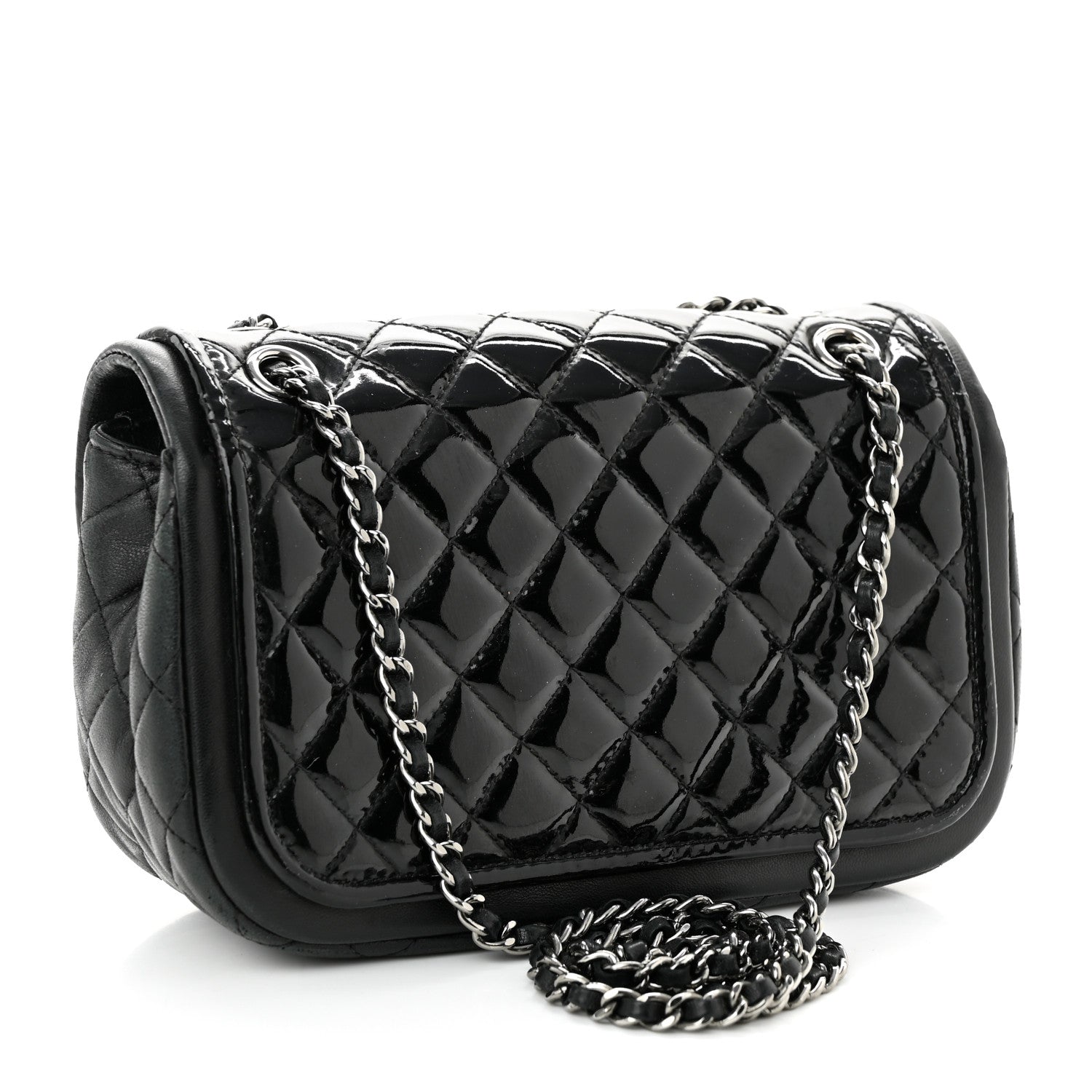 Chanel Lambskin Patent Quilted Twist Mini Flap Black 3 of 11
