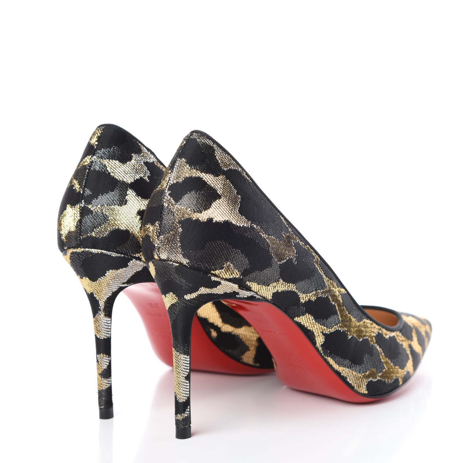 Christian Louboutin Lurex Feline Decollete 554 85 Pumps Black Gold 4 of 11