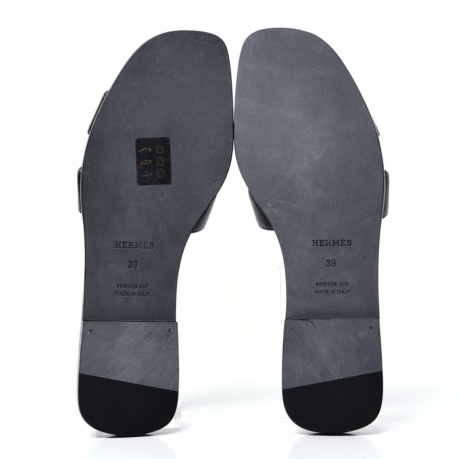 Hermes Box Calfskin Oran Sandals 39 Black 5 of 6