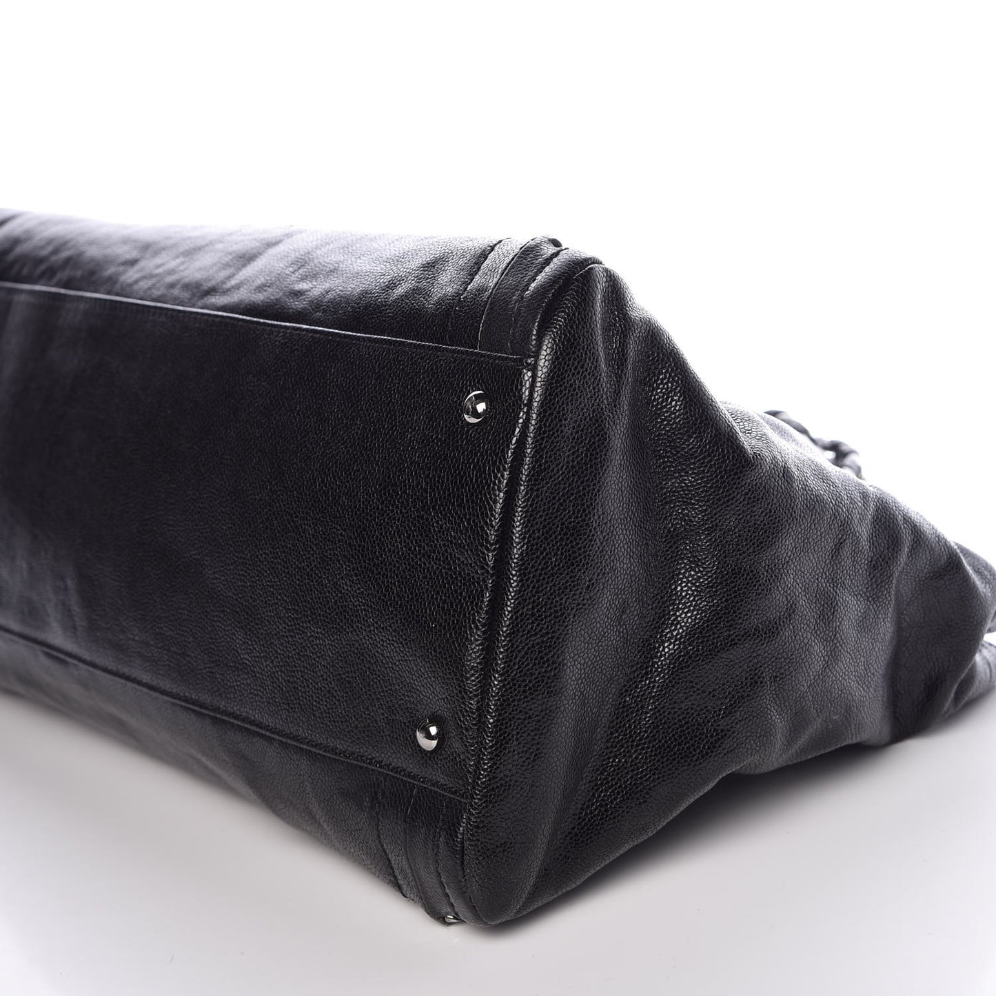 Glazed Caviar East West Modern Chain Tote Black