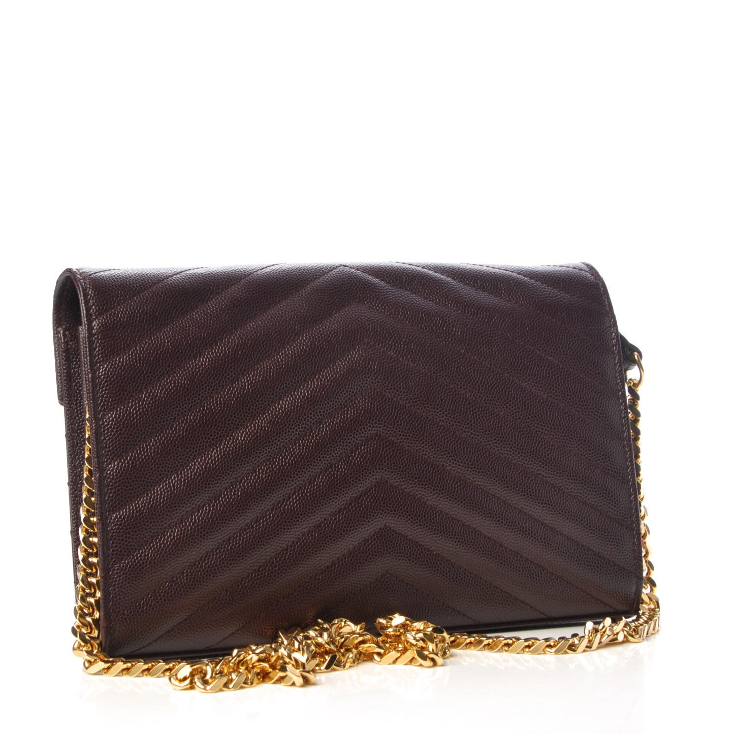Grain De Poudre Matelasse Chevron Monogram Chain Wallet Amaranto