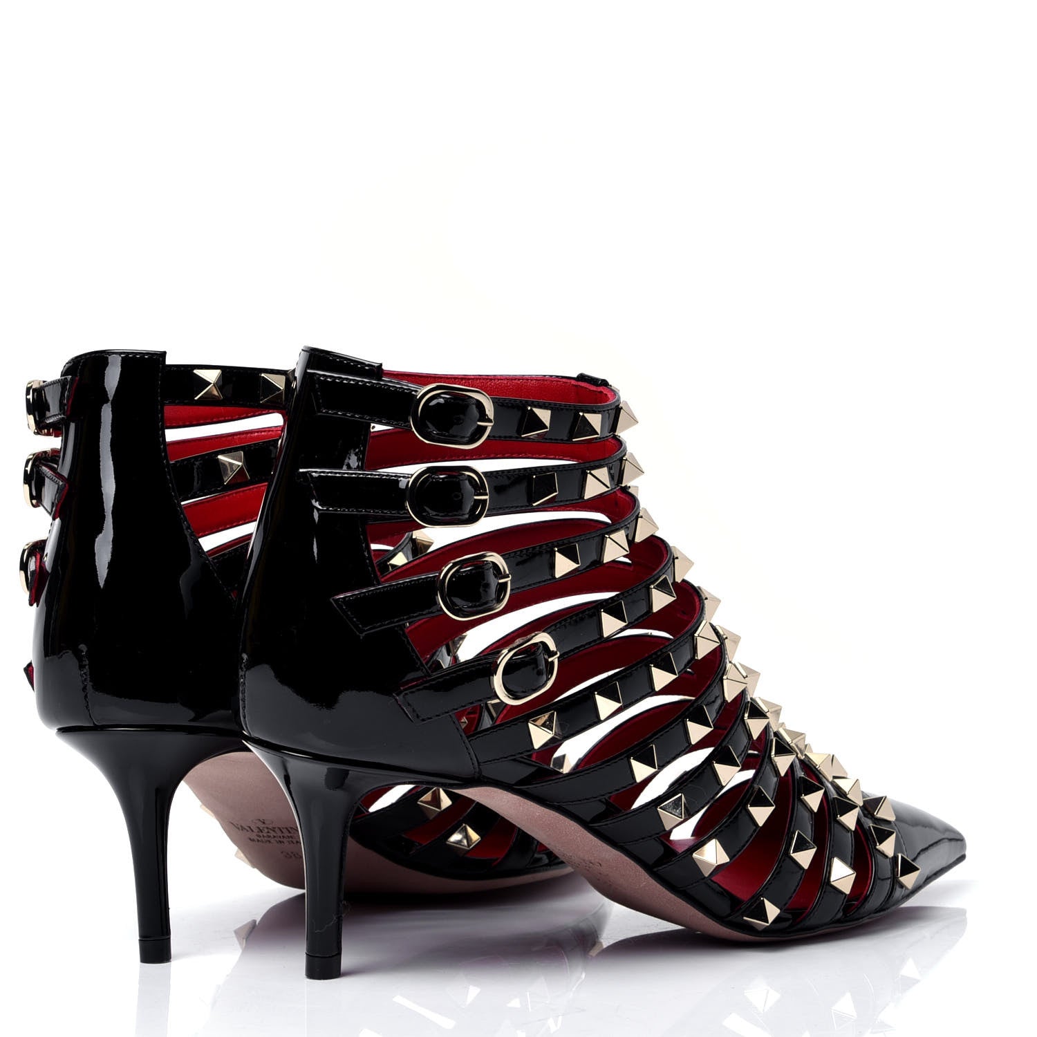 Valentino Garavani Patent Rockstud Alcove Caged 60mm Booties 38 Black 4 of 7