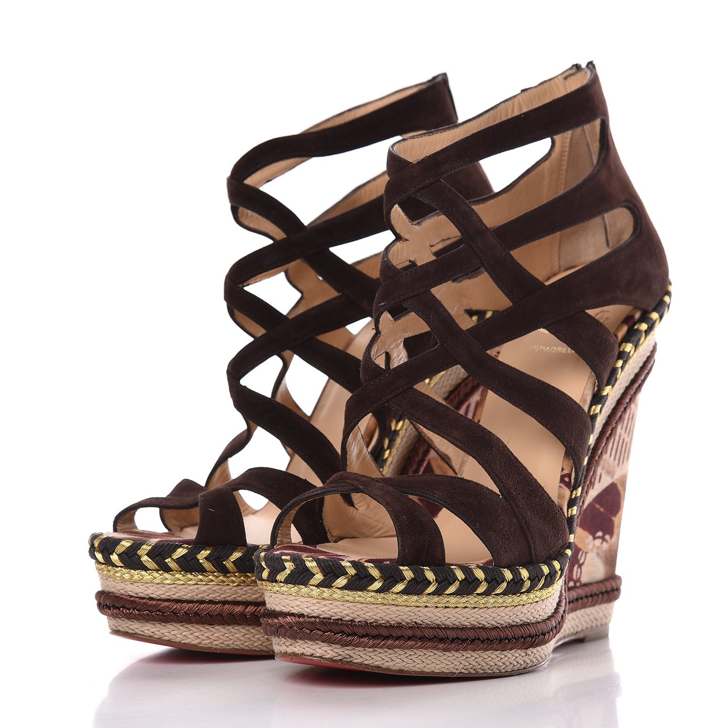 Suede Tosca 140 Platform Wedge Sandals 38 Chocolate