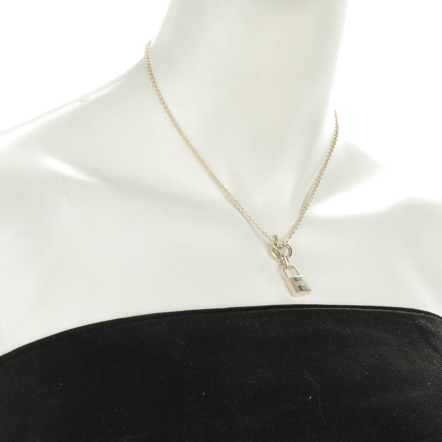Hermes Sterling Silver Cadenas Kelly Lock Pendant Necklace 2 of 5