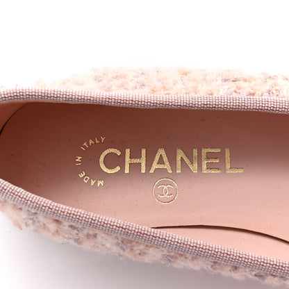Chanel Glittered Tweed Grosgrain Cap Toe CC Ballerina Flats 36.5 Light Pink Beige Ecru Black 8 of 9