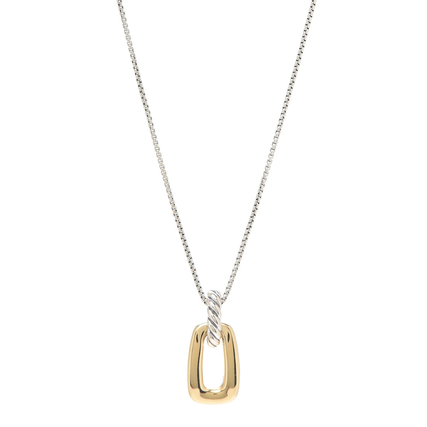 Sterling Silver 18K Yellow Gold Cable Link Pendant Necklace