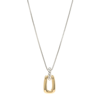 David Yurman Sterling Silver 18K Yellow Gold Cable Link Pendant Necklace 1 of 5