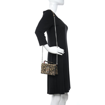 Christian Louboutin Metallic Calfskin Coins Leopard Print Small Elisa Baguette Gold Silver 2 of 7