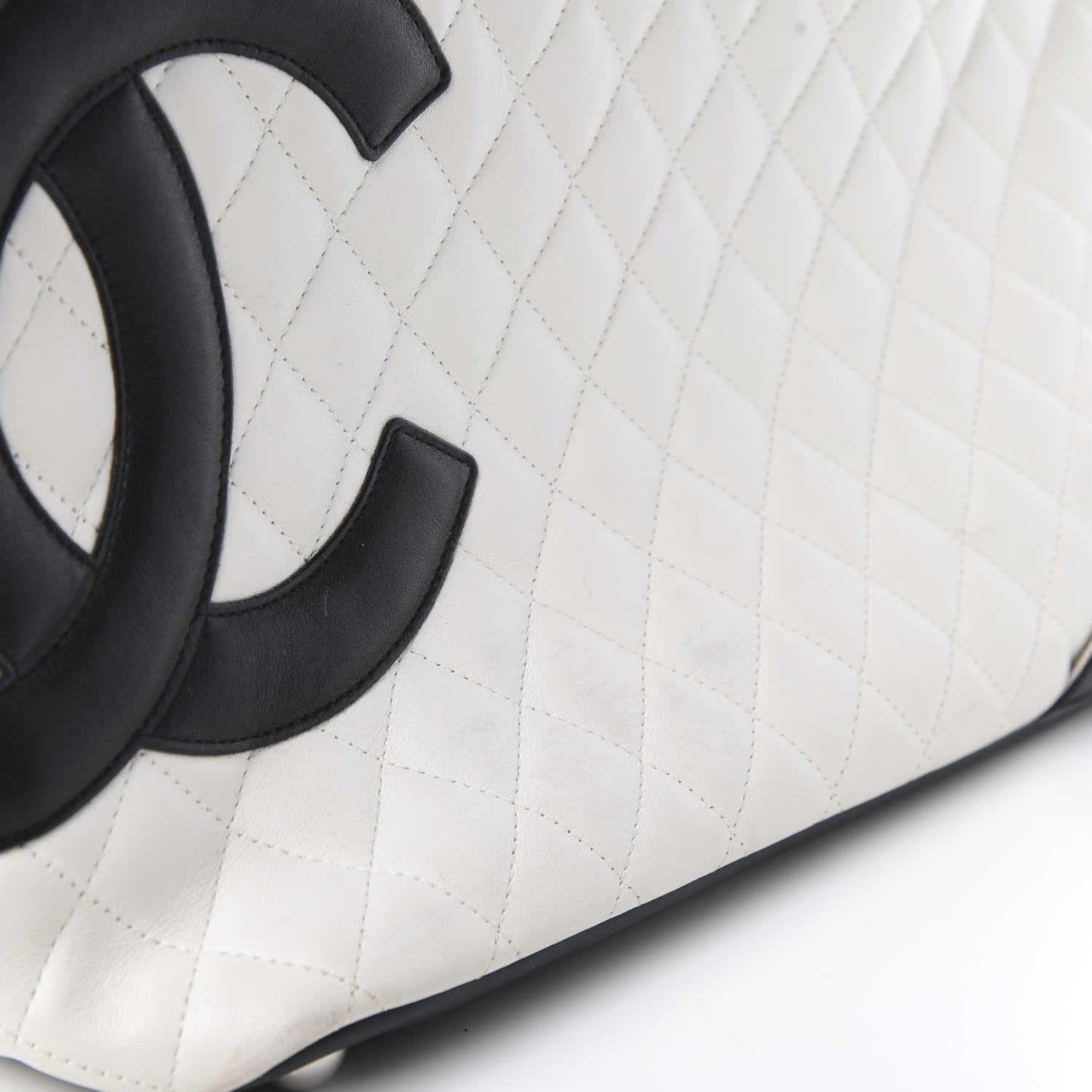 Chanel Calfskin Quilted Large Cambon Tote White Black 15 of 18