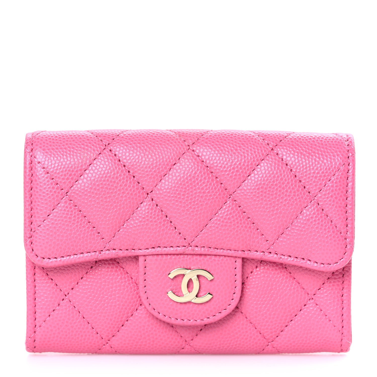Chanel Caviar Quilted Flap Card Holder Wallet Pink 1 of 9