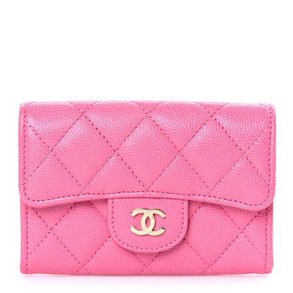 Chanel Caviar Quilted Flap Card Holder Wallet Pink 1 of 9