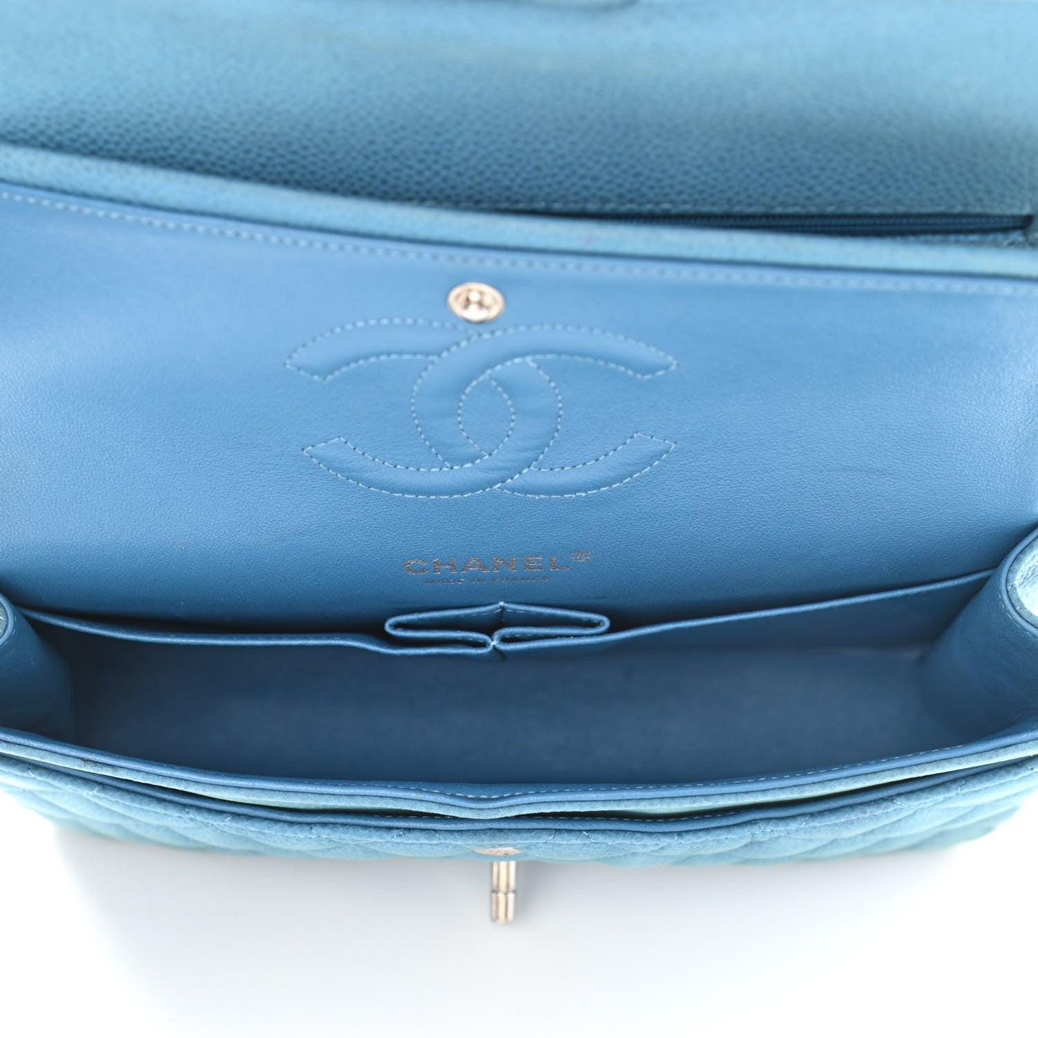 Chanel Iridescent Caviar Quilted Medium Double Flap Blue 5 of 13