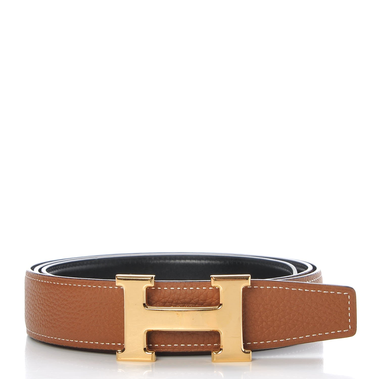 Hermes Box Togo 32mm H Belt 115 Black Gold 1 of 10
