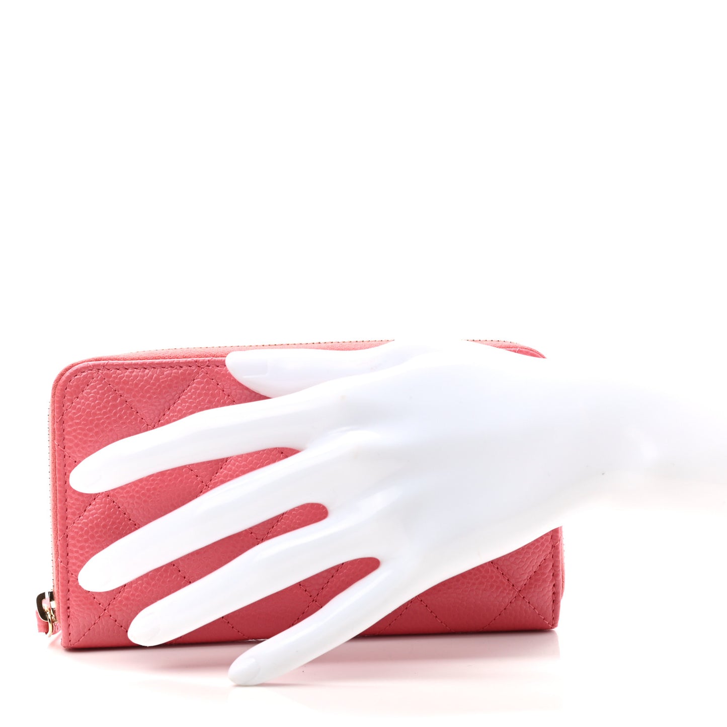 Caviar Quilted Medium Zip Around Wallet Pink