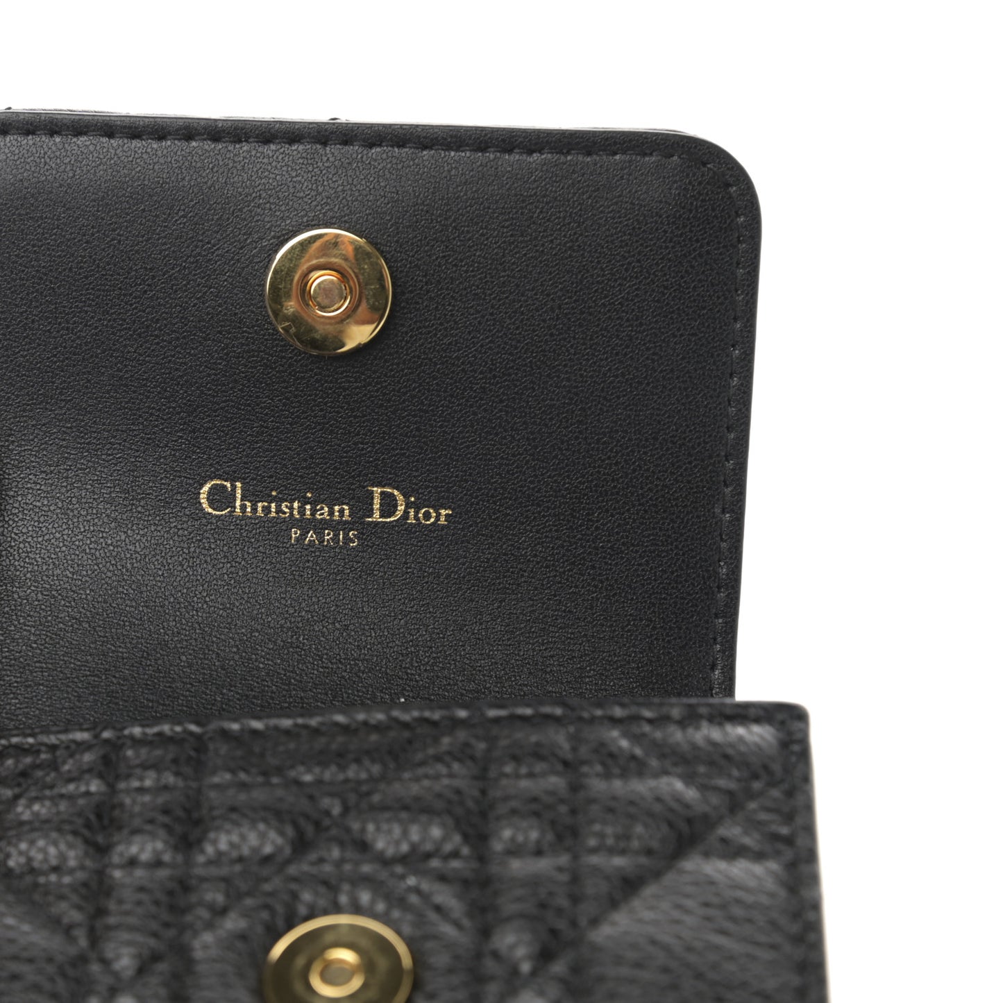 Grained Calfskin Cannage Caro Phone Pouch Holder Black