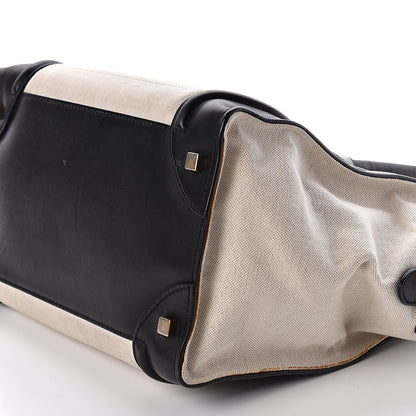 Celine Smooth Calfskin Linen Mini Bi-Color Luggage Natural Black 10 of 11