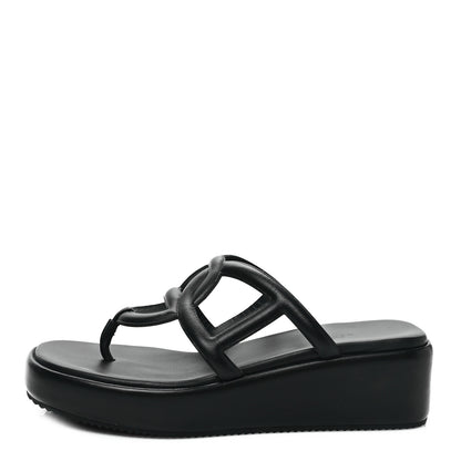 Hermes Nappa Gipsy Sandals 39 Black 1 of 7