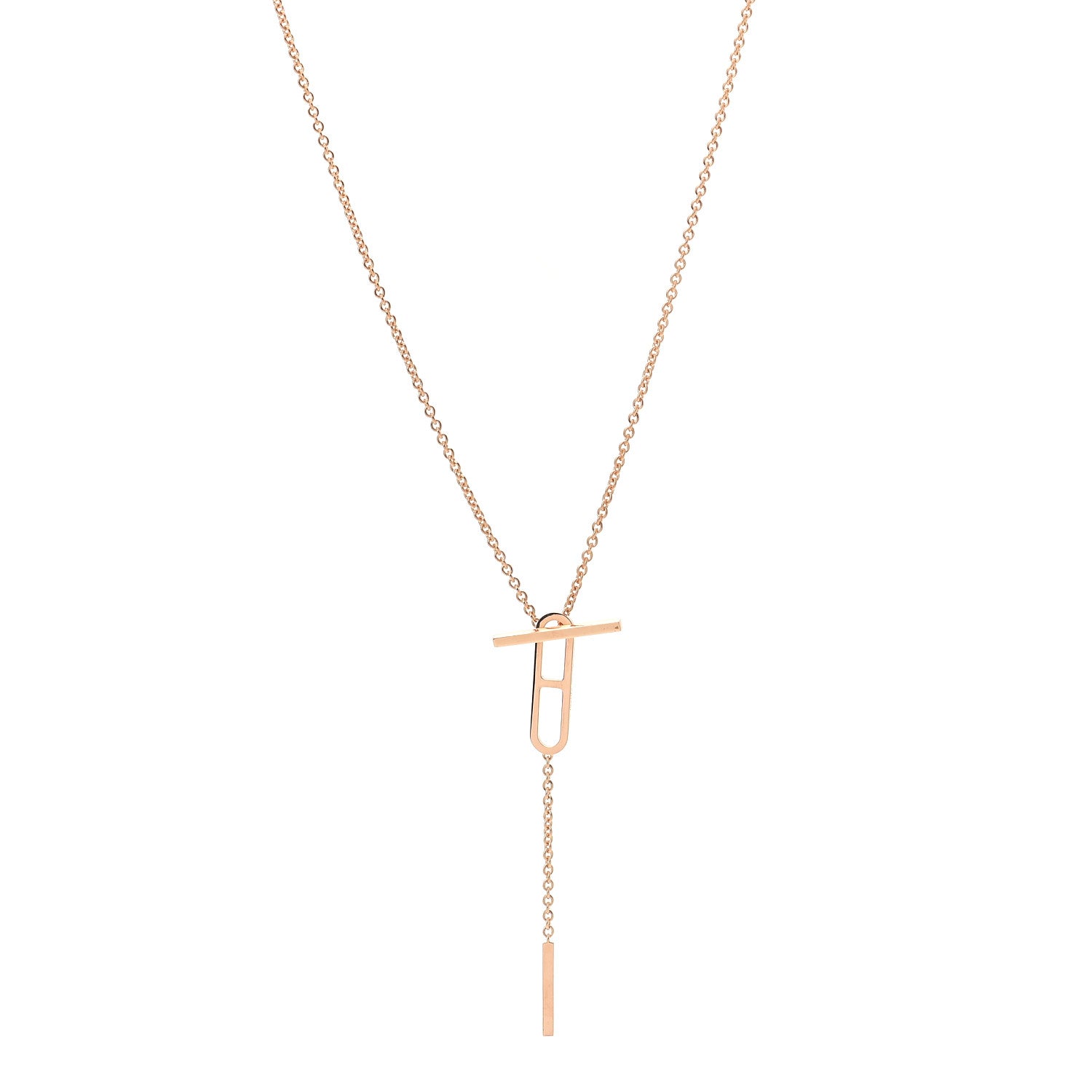 Hermes 18K Rose Gold Diamond PM Ever Chaine D'Ancre Necklace 1 of 6