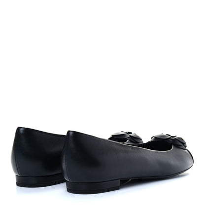 Chanel Lambskin Patent Cap Toe Camellia Ballerina Flats 38.5 Black 3 of 7
