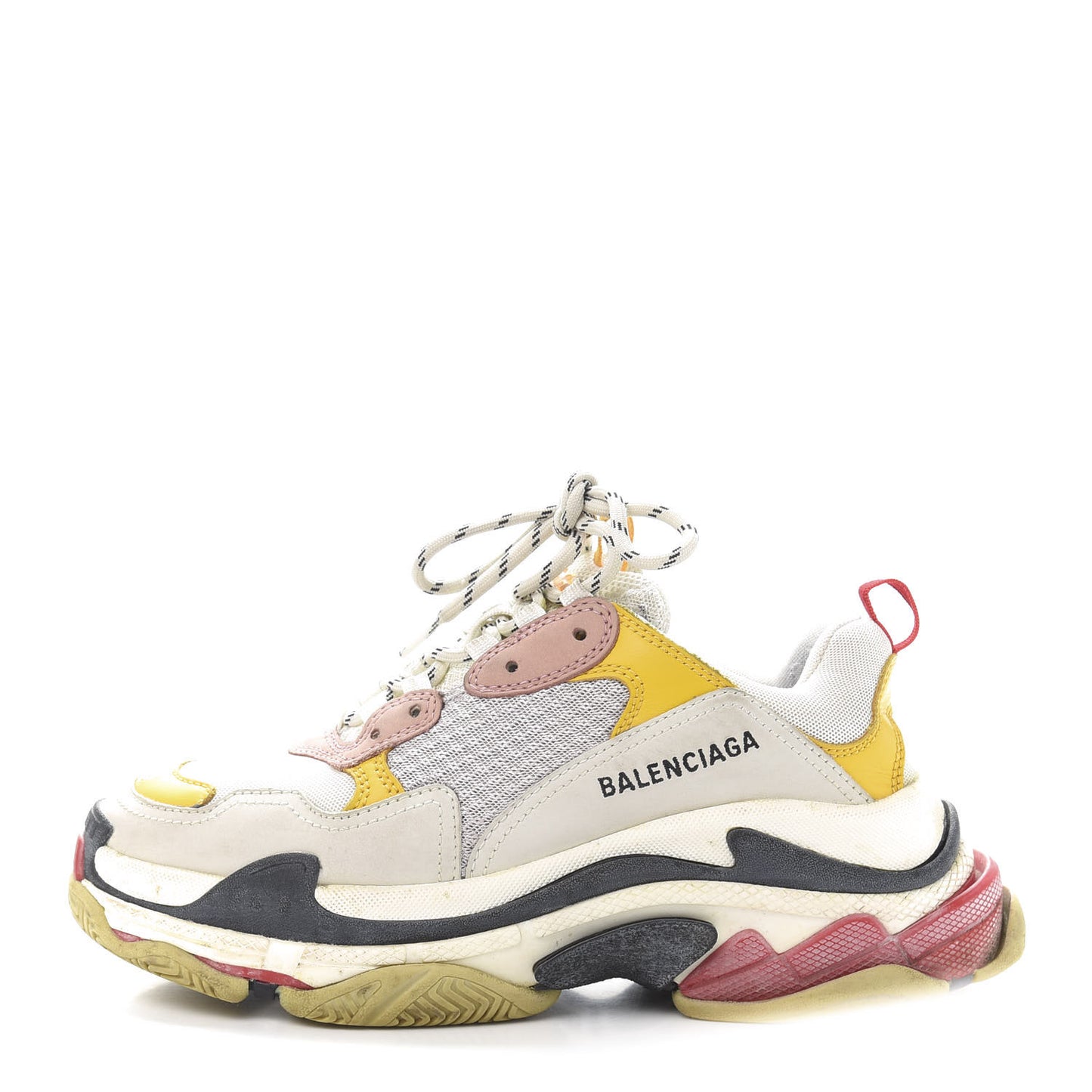 Mesh Nubuck Womens Triple S Sneakers 39 White Gris Jaune Rose