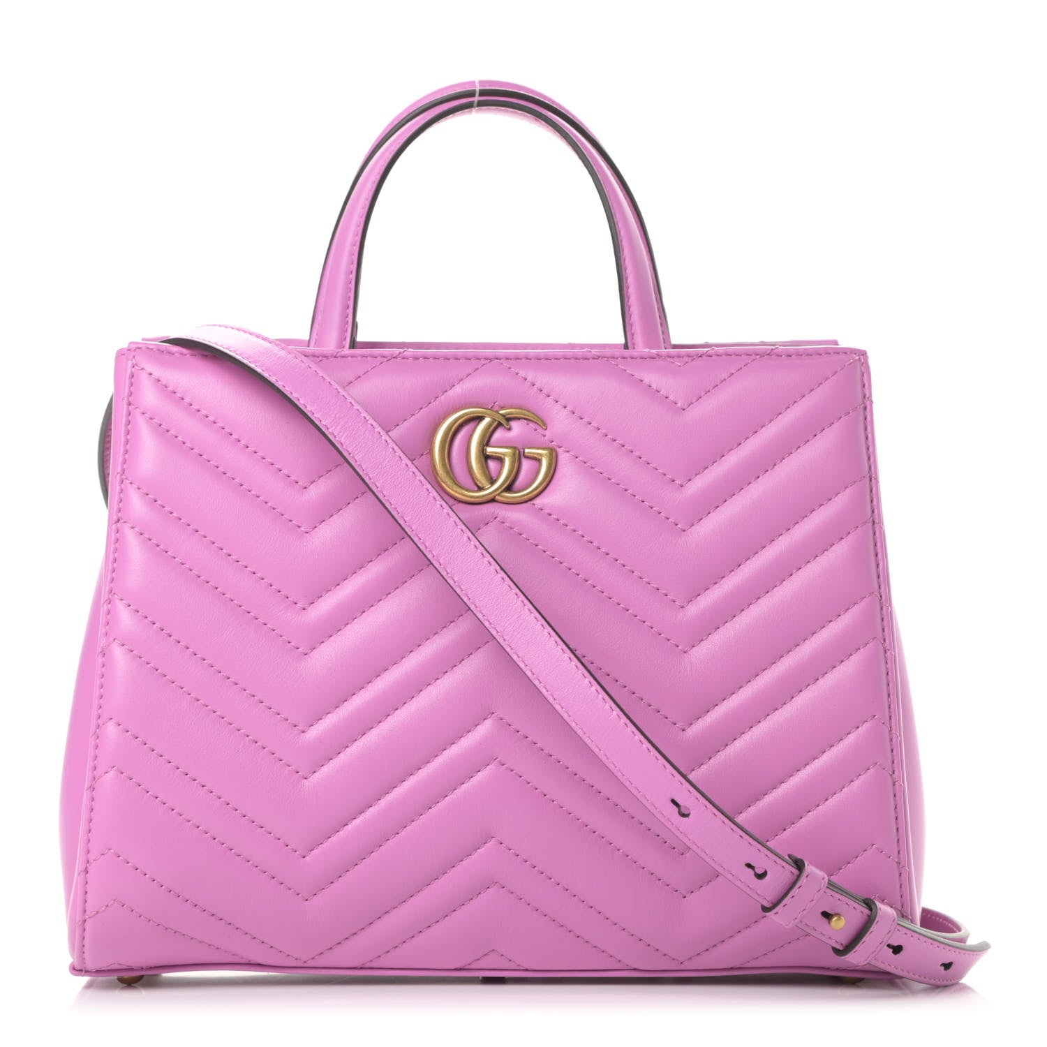 Gucci Calfskin Matelasse Small GG Marmont Tote Candy Mousse 1 of 13