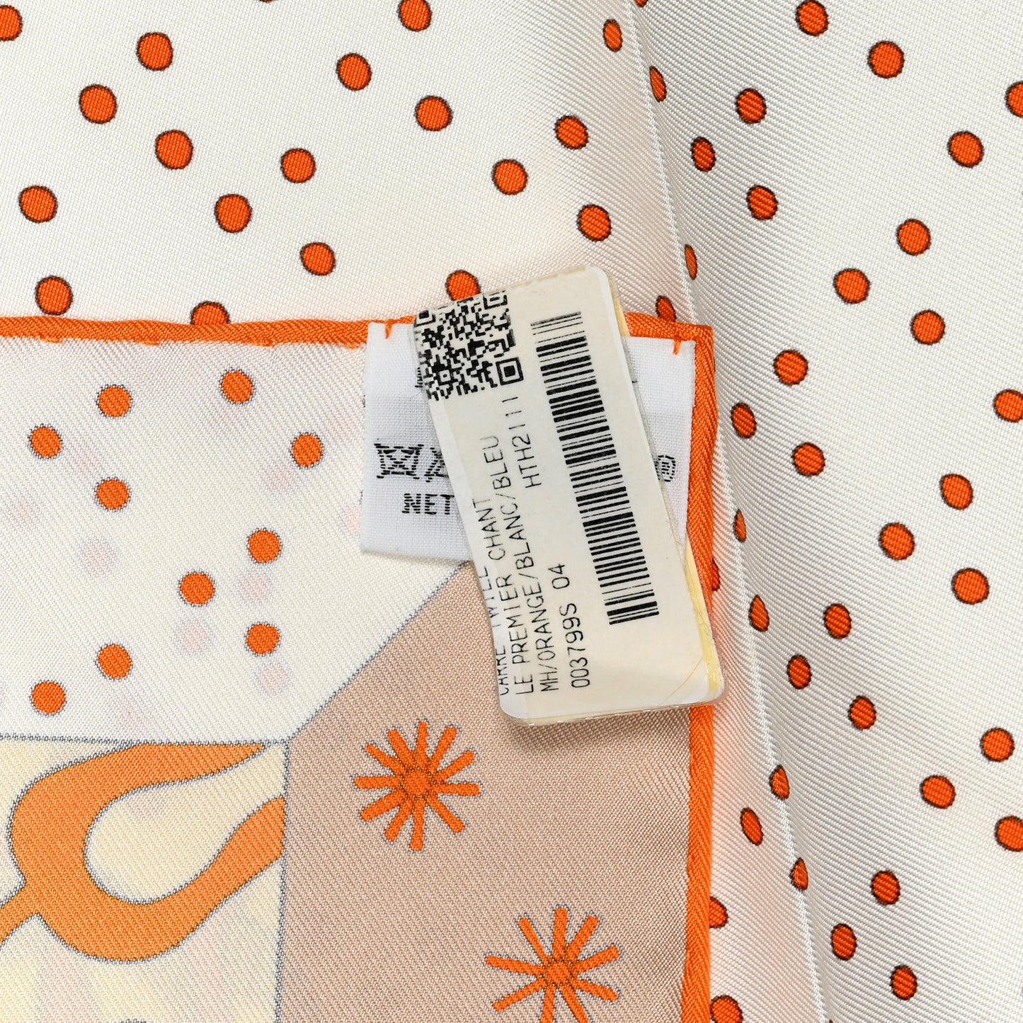 Silk Le Premier Chant Scarf 90 Orange White Bleu