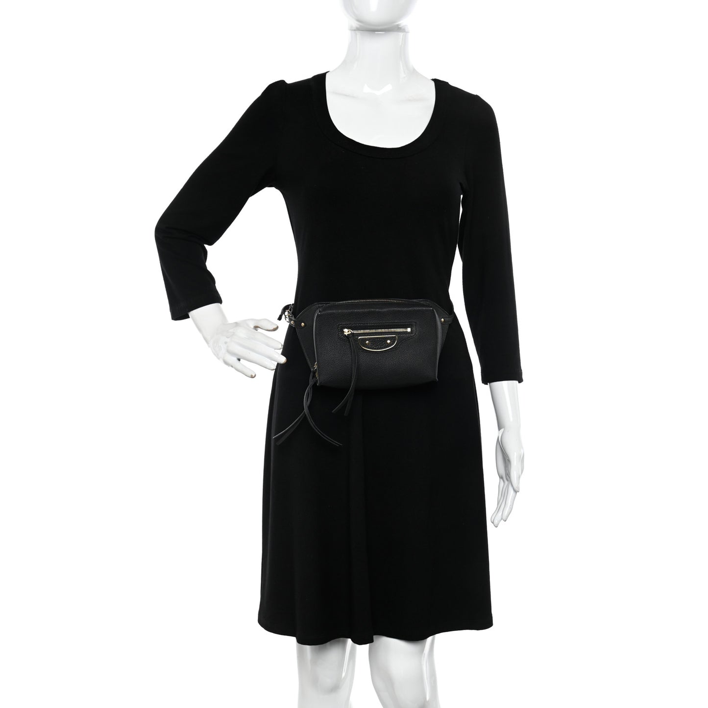 Chevre Gold Metallic Edge Hardware Bum Bag Black