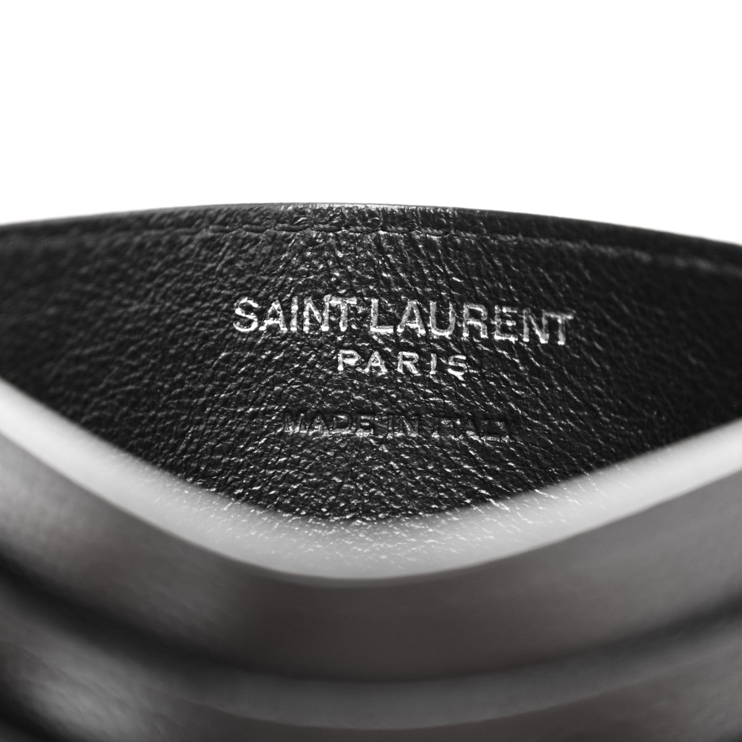 Saint Laurent Grain De Poudre Matelasse Chevron Monogram Credit Card Case Black 6 of 9