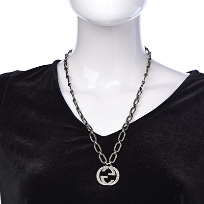 Gucci Sterling Silver Textured Interlocking G Pendant Necklace 2 of 7