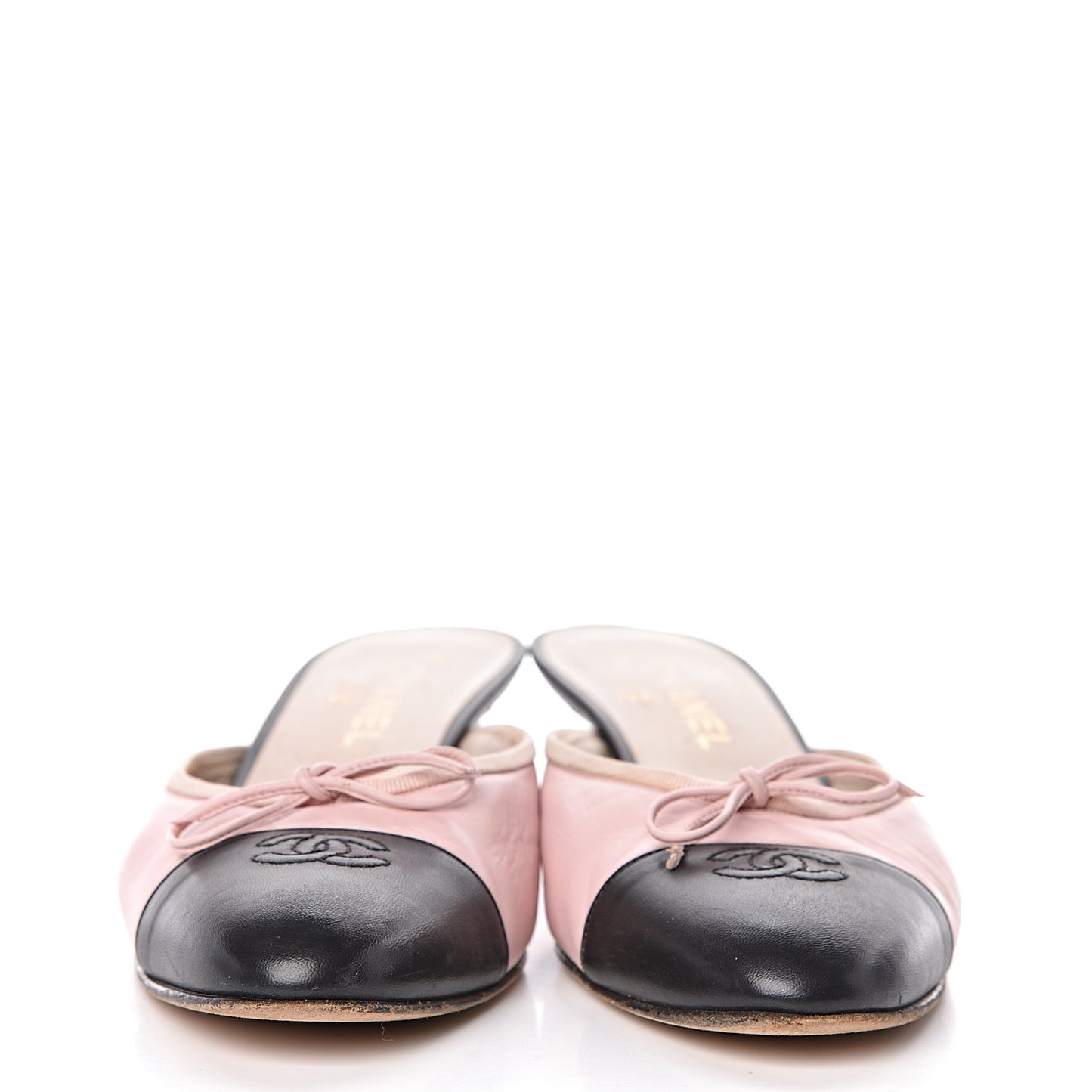 Lambskin Cap Toe CC Mules 39.5 Pink Black