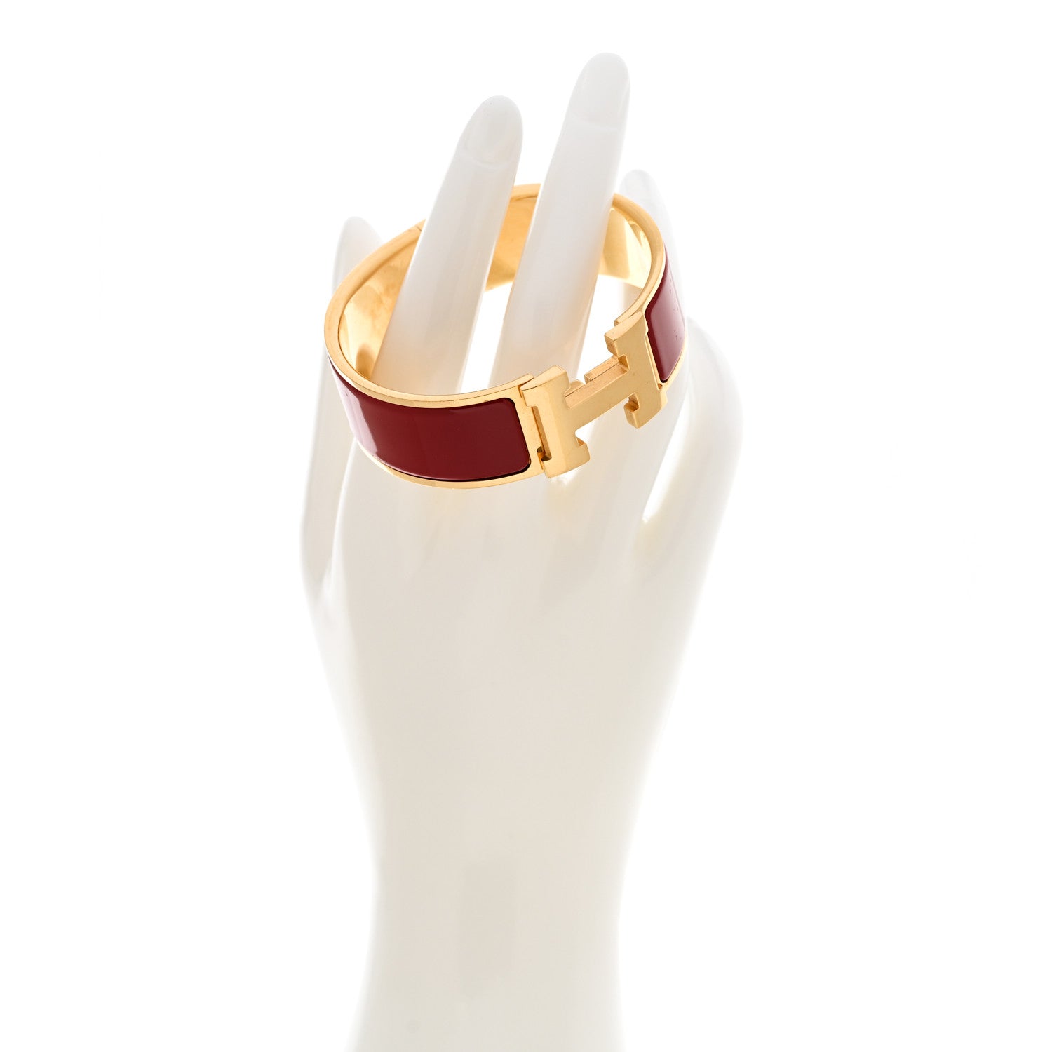 Hermes Enamel Wide Clic Clac H Bracelet PM Red 2 of 7