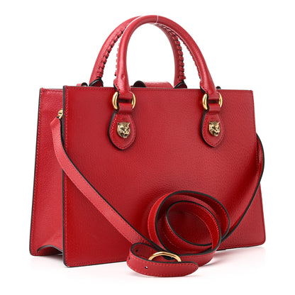 Gucci Grained Calfskin Small Animalier Top Handle Tote Red 3 of 10