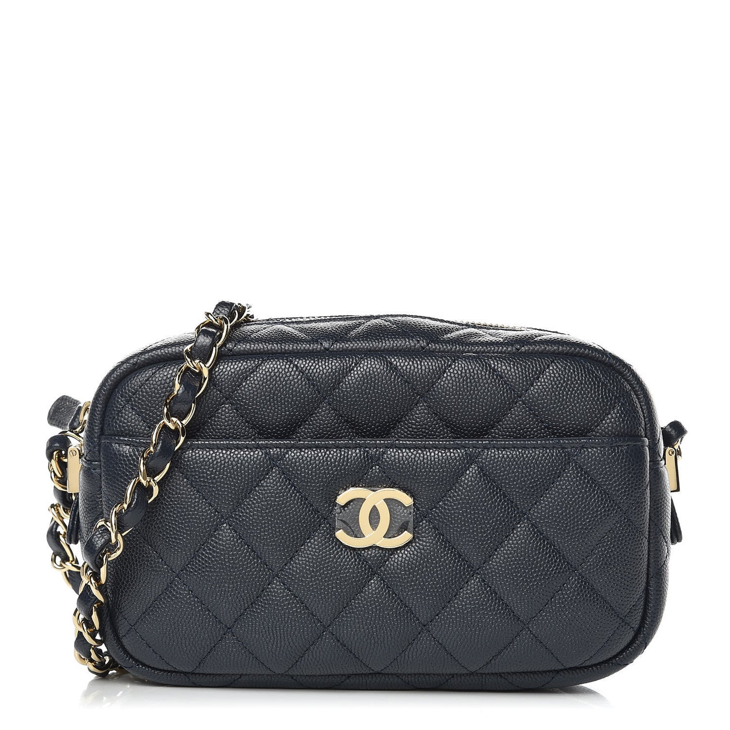 Caviar Quilted Camera Case Navy