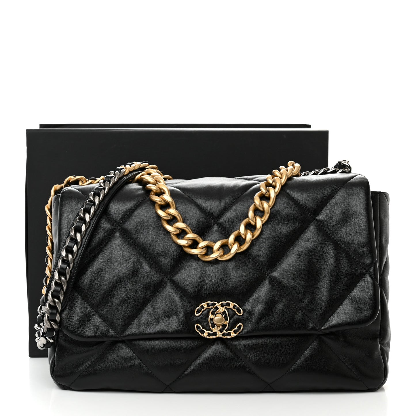 Lambskin Quilted Maxi Chanel 19 Flap Black