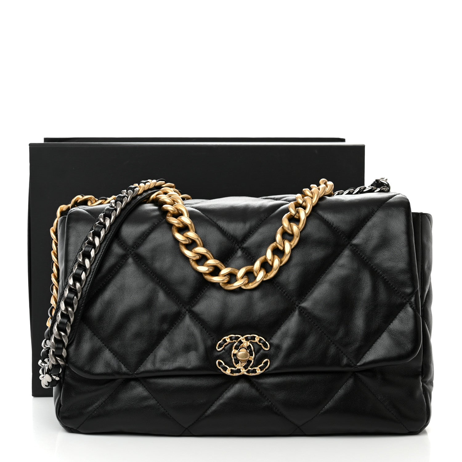 Chanel Lambskin Quilted Maxi Chanel 19 Flap Black 12 of 12