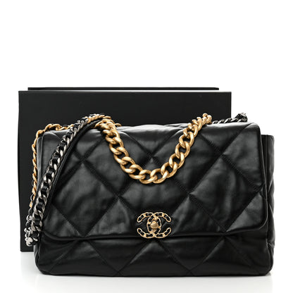 Chanel Lambskin Quilted Maxi Chanel 19 Flap Black 12 of 12