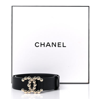 Chanel Calfskin Metal Beaded CC Belt 80 32 Black 6 of 6