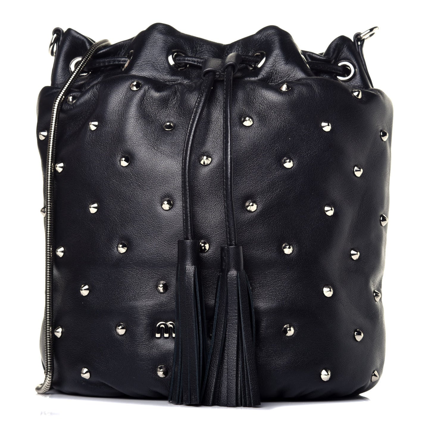 Nappa Studded Bucket Bag in Black