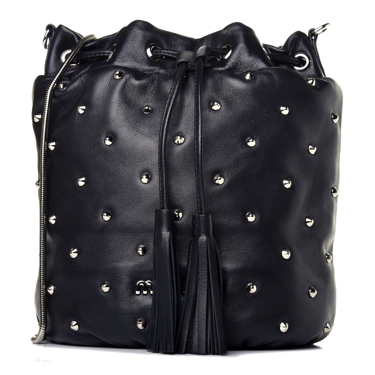 Miu Miu Nappa Studded Bucket Bag in Black 1 of 8