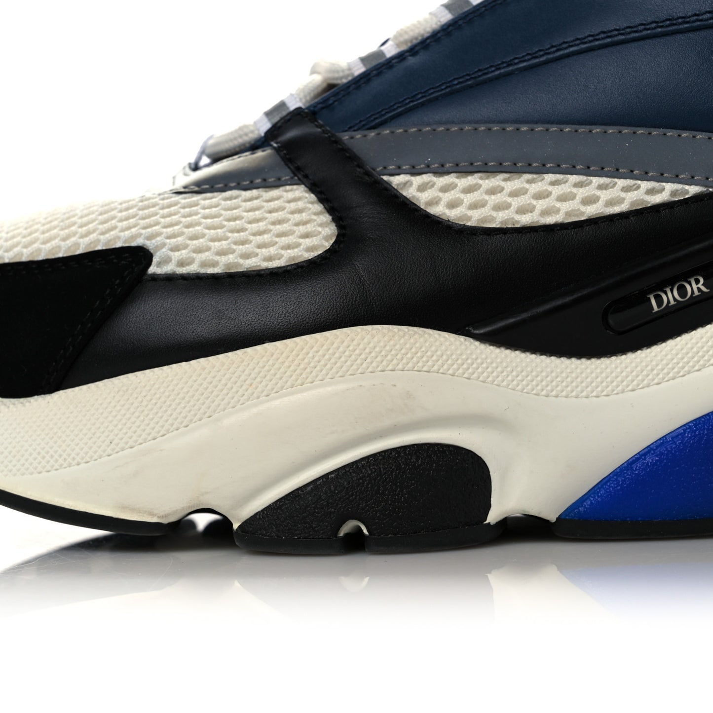 Technical Mesh Calfskin Mens B22 Sneakers 45 Blue Black
