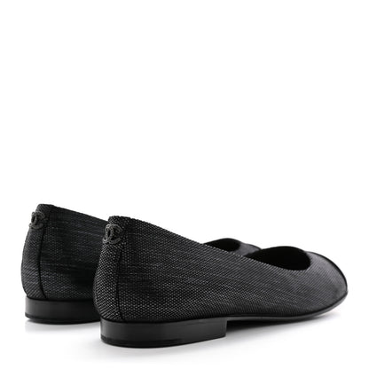 Chanel Fantasy Goatskin Patent Calfskin Crystal Cap Toe CC Ballerina Flats 39 Black 4 of 14
