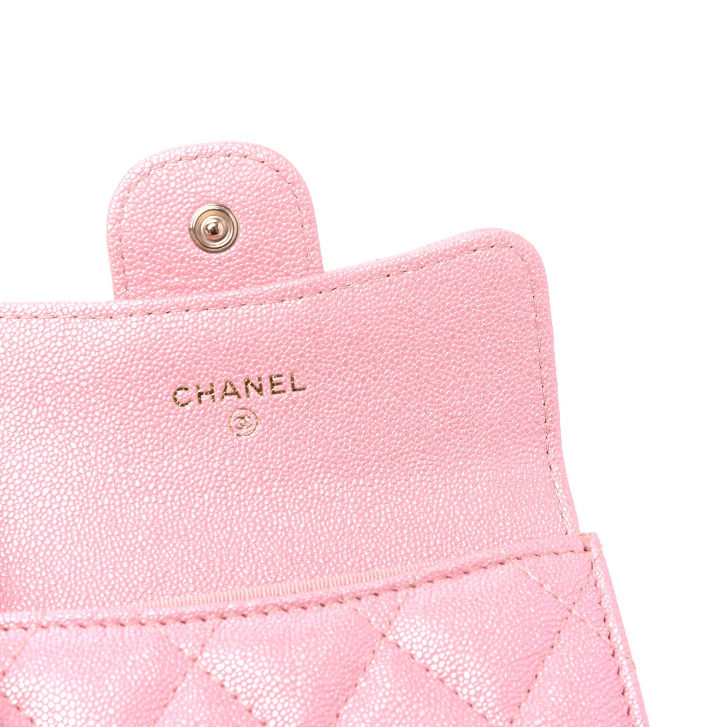 Chanel Iridescent Caviar Flap Quilted Card Holder Wallet Pink 7 of 10