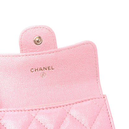 Chanel Iridescent Caviar Flap Quilted Card Holder Wallet Pink 7 of 10